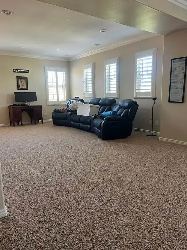 Living room carpet after steam cleaning in New Castle County, DE