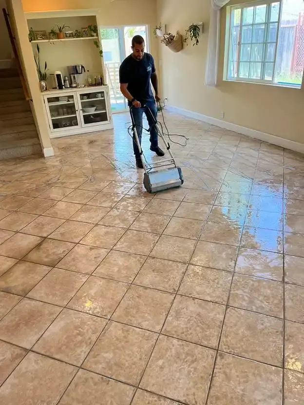 Tile and grout cleaning with rotary machine in New Castle County, DE